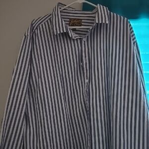 Navy Striped Casual Button Down Shirt